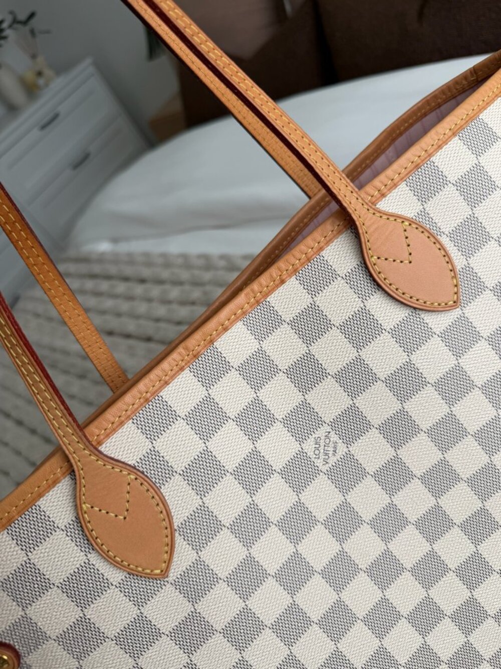 Louis Vuitton Neverfull MM - Damier Azur, Rose Ballerine + Pochette - Picture 2 of 13